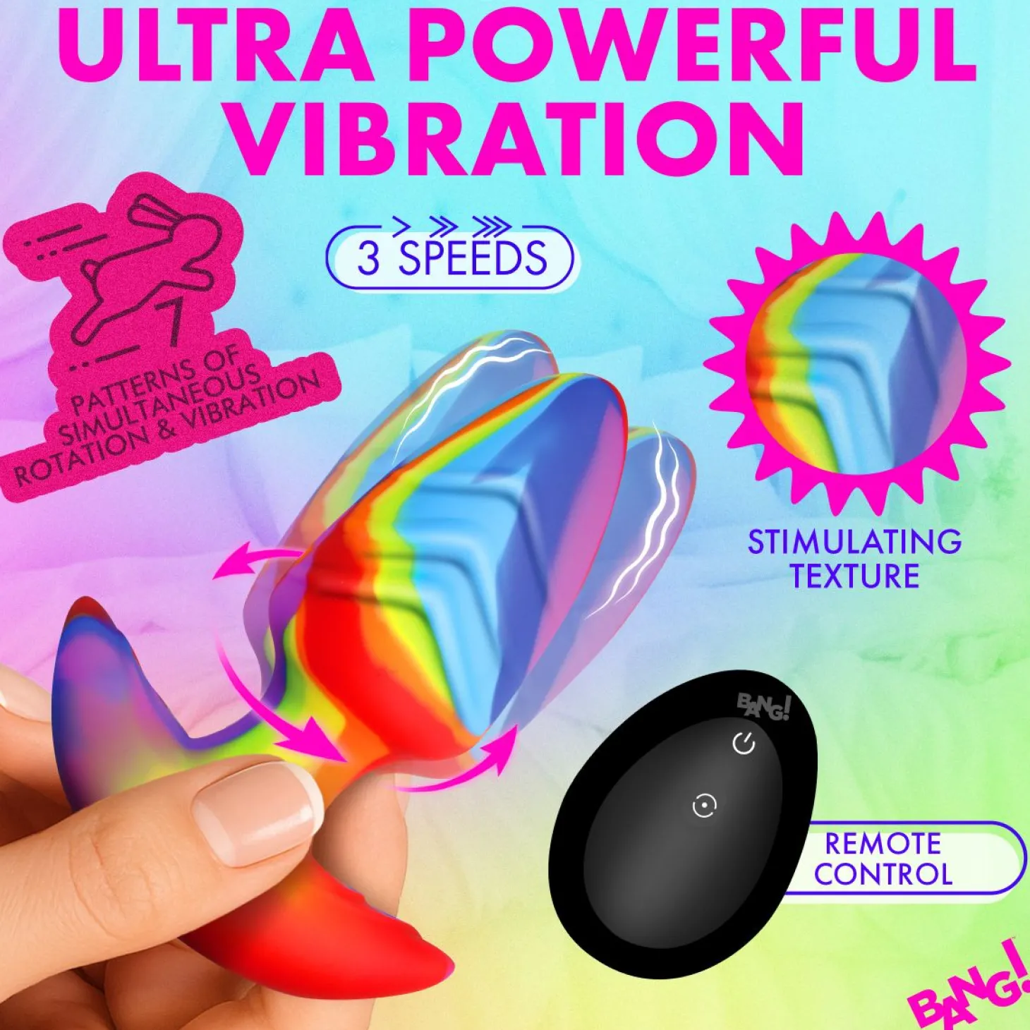 Bang! - Roterende en Vibrerende Buttplug - 9,9 cm