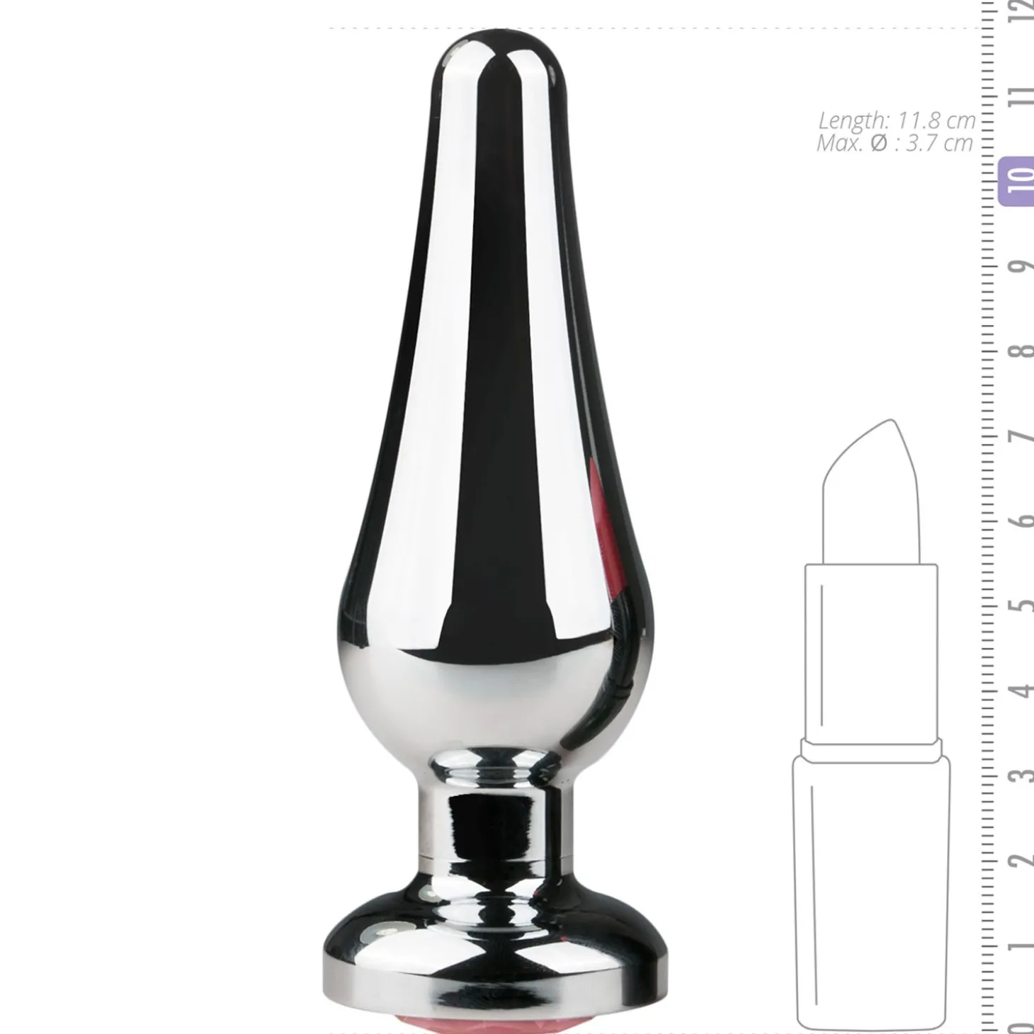 Buttplug met diamant - Zilver/Roze