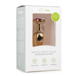 Buttplug met ronde steen - Goud/Roze