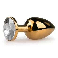 Buttplug met steen - Goud/Transparant