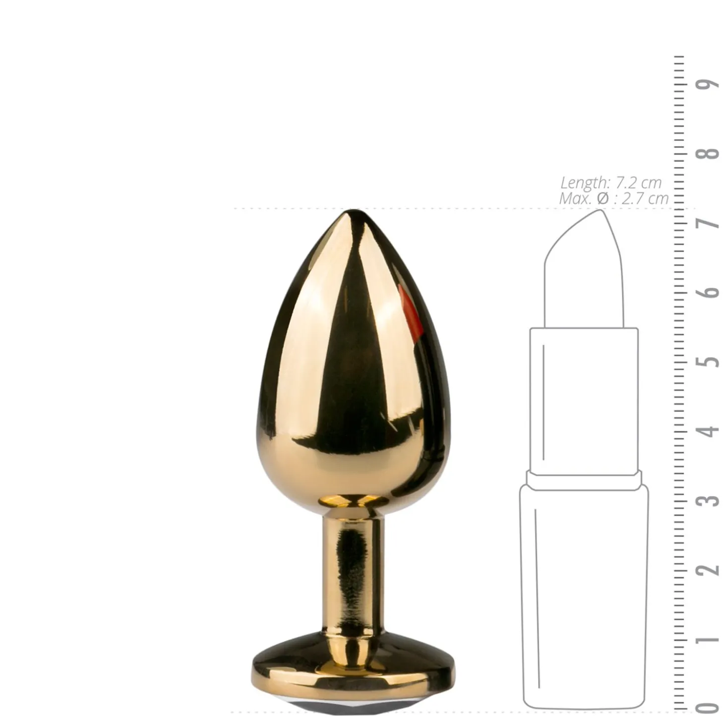 Buttplug met steen - Goud/Transparant