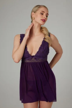 Christine - Babydoll & String Lieve - paars