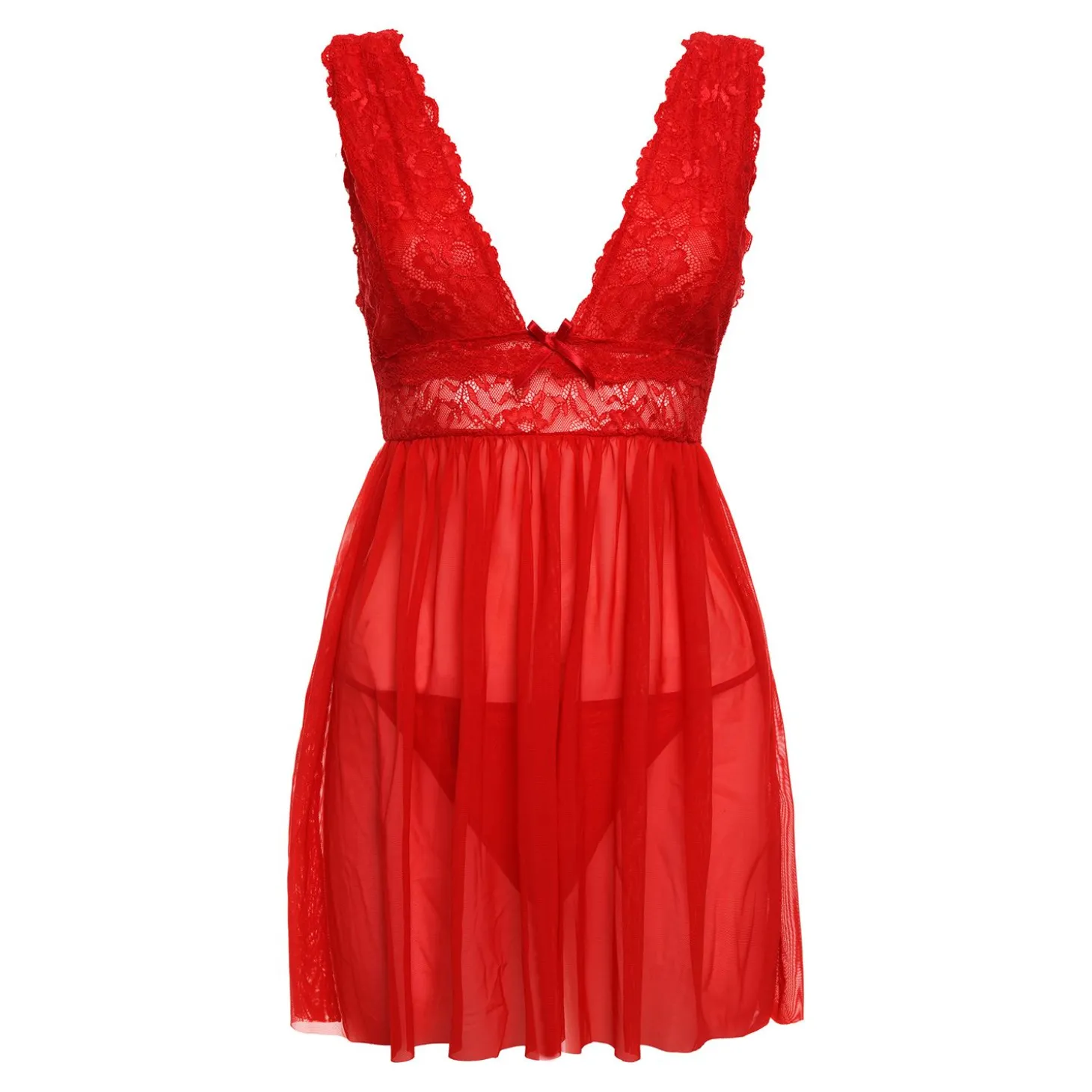 Christine - Babydoll & String Lieve - Rood