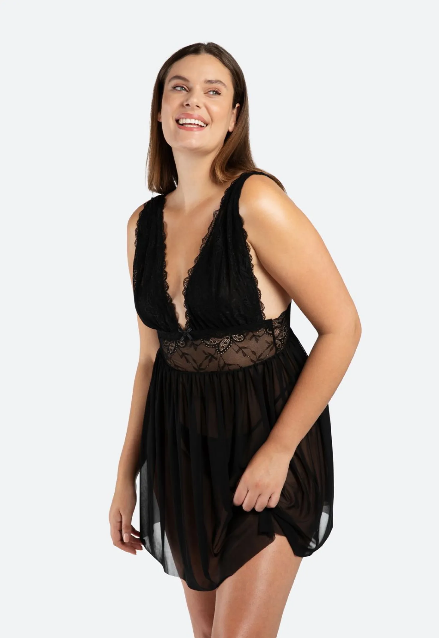 Christine - Babydoll & String Lieve - Zwart