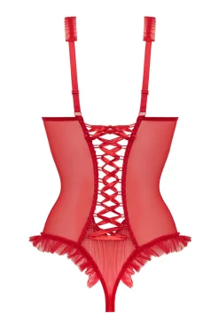 Christine - Crotch-/Cupless Wetlook Body Mistique - Rood