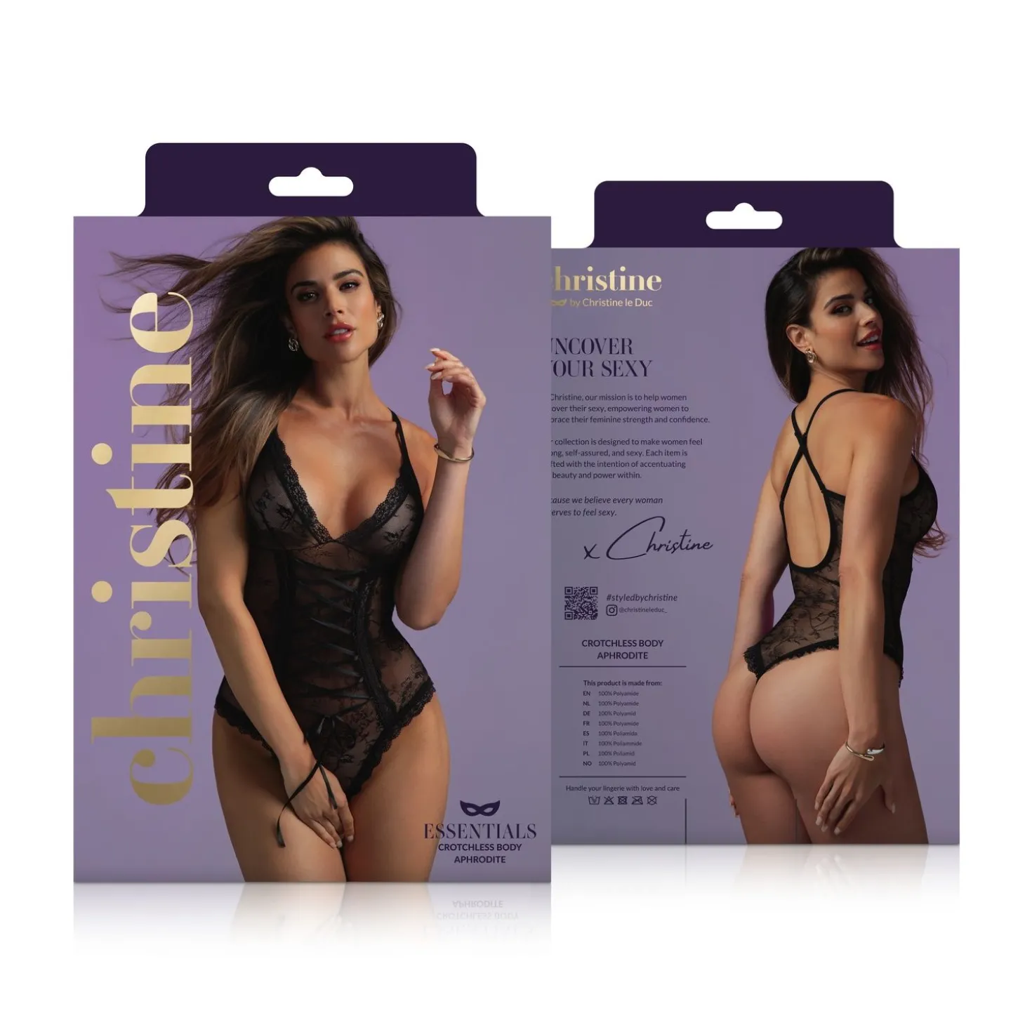 Christine - Crotchless Body Aphrodite - Zwart
