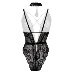 Christine - Exclusieve body met open kruis Aliah - Zwart