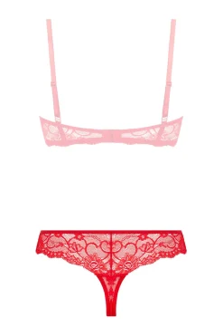 Christine - Kanten String Met Open Kruisje Marzia - Rood