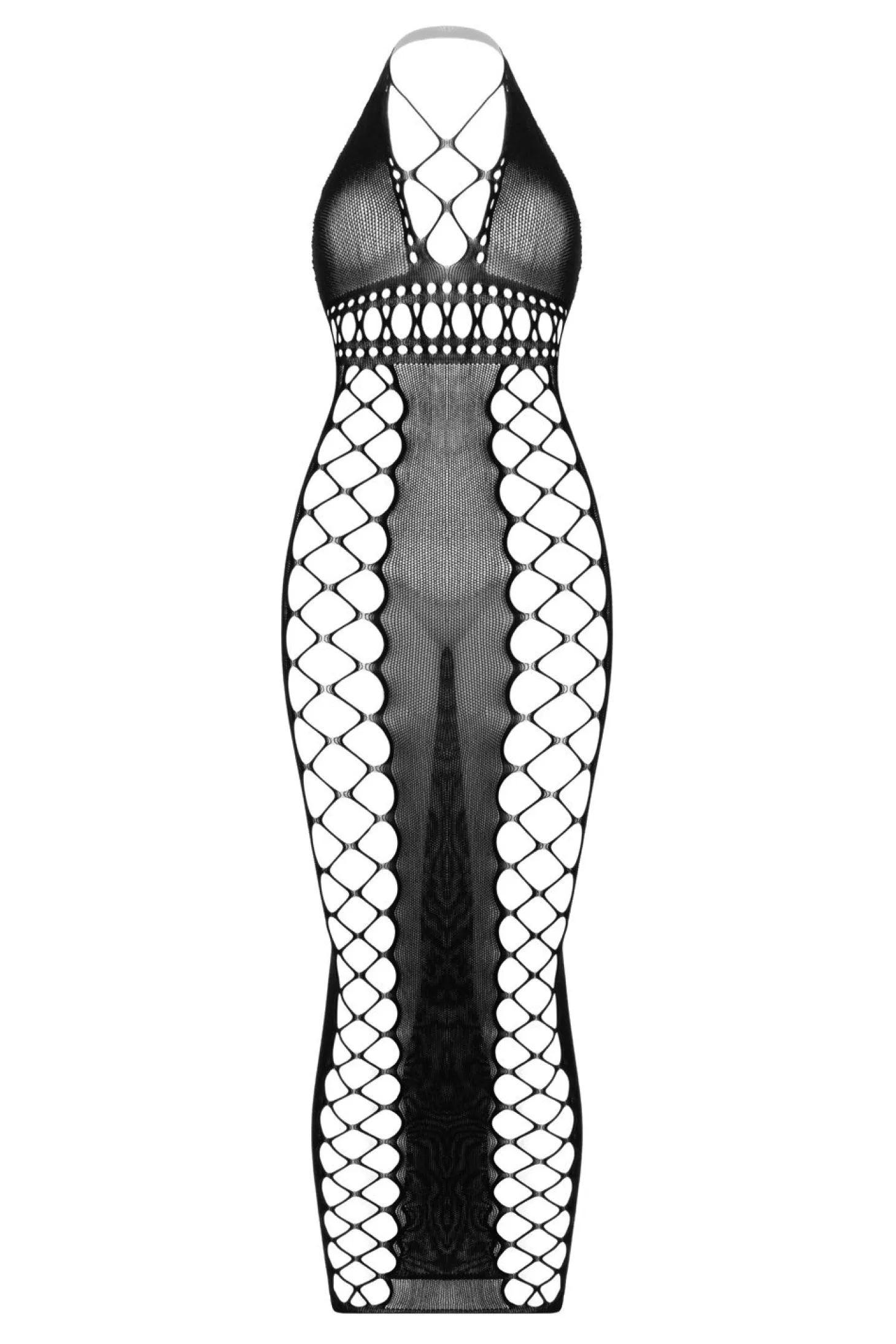 Christine - Midnight Fishnet Cut-Out Dress