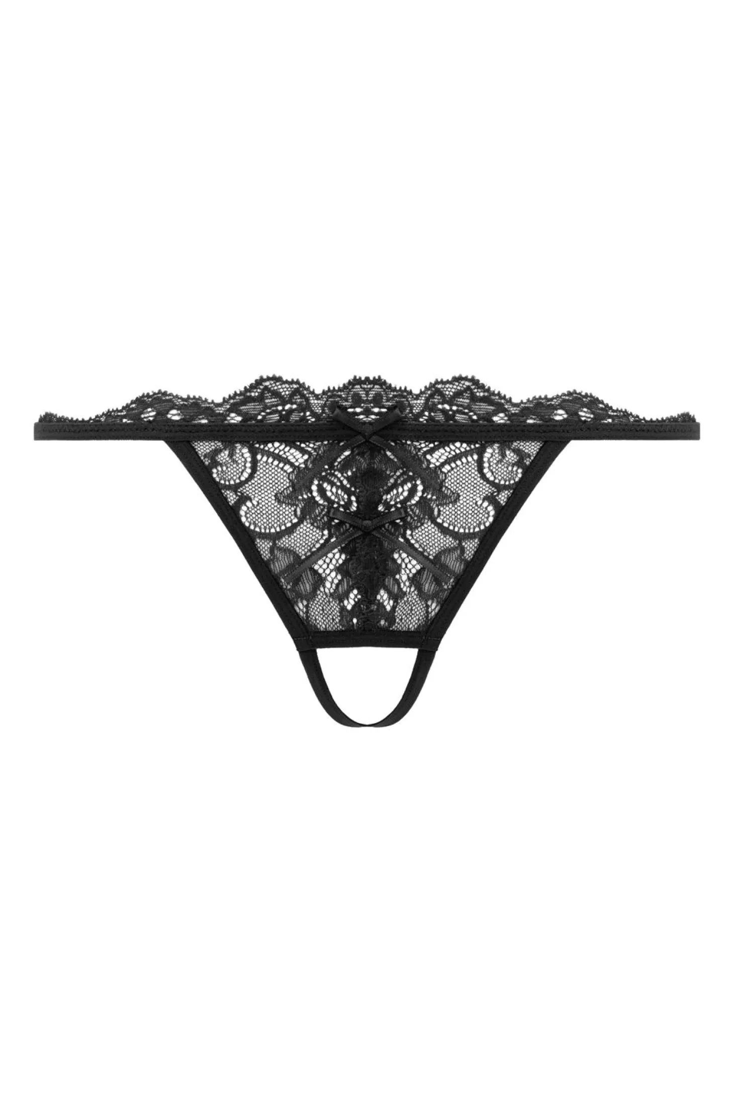 Christine - Open Crotch Thong Pixy - Zwart