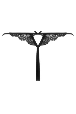 Christine - Open Crotch Thong Pixy - Zwart
