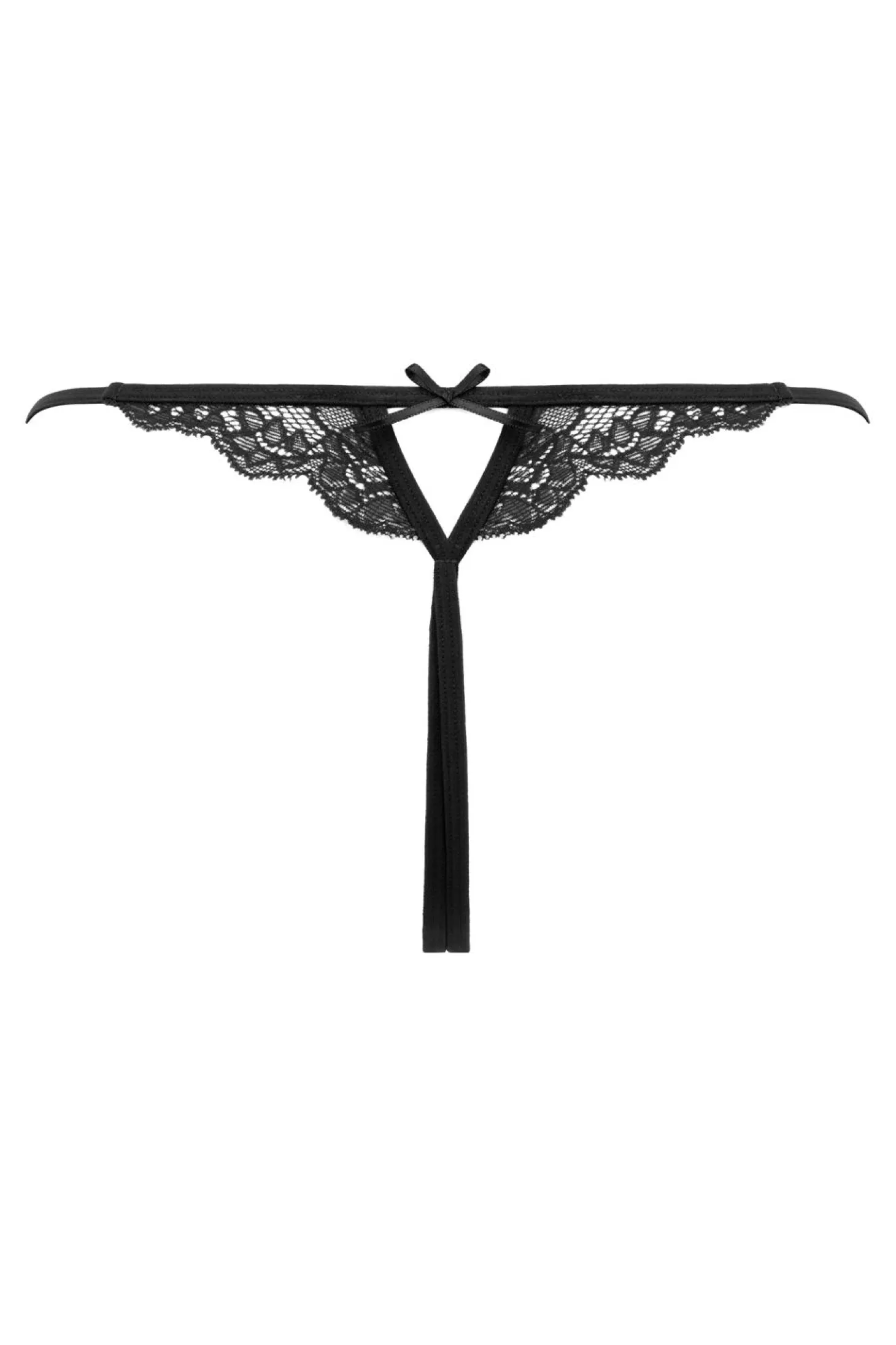 Christine - Open Crotch Thong Pixy - Zwart