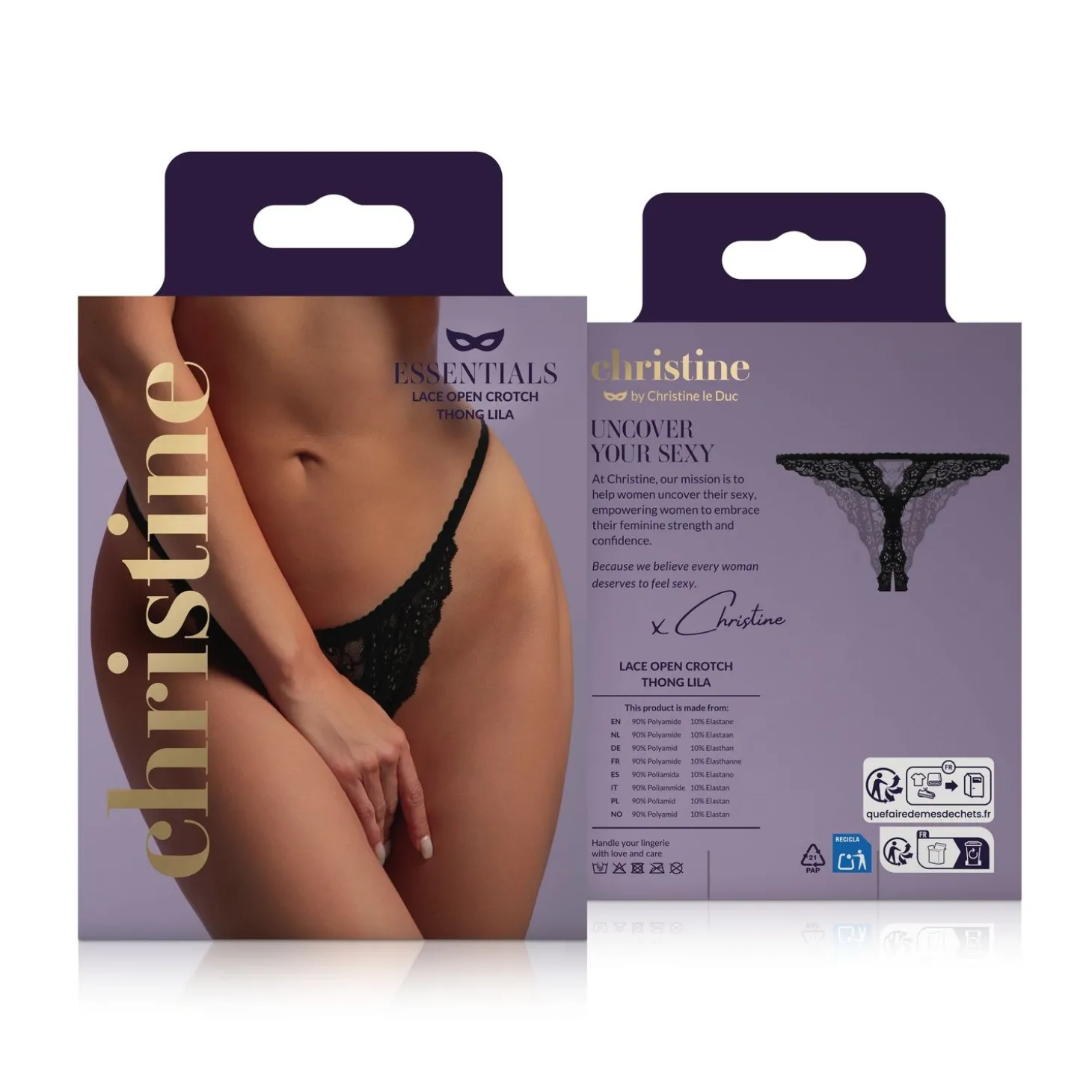 Christine - String Met Open Kruis Kylie - Zwart