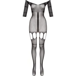 Christine - Trendy Jarretel-Catsuit Rosa - zwart