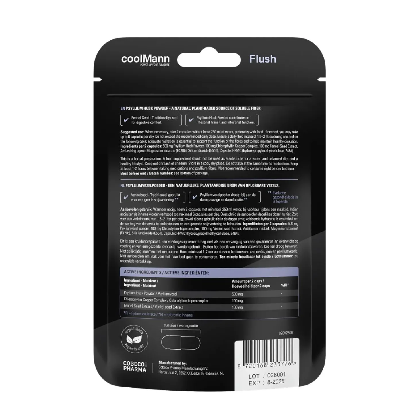 CoolMann - Flush Voedingssupplement - Vezelcomplex 60 pcs