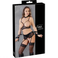 Cottelli Collection - Bondage Lingerieset Met Jarretels