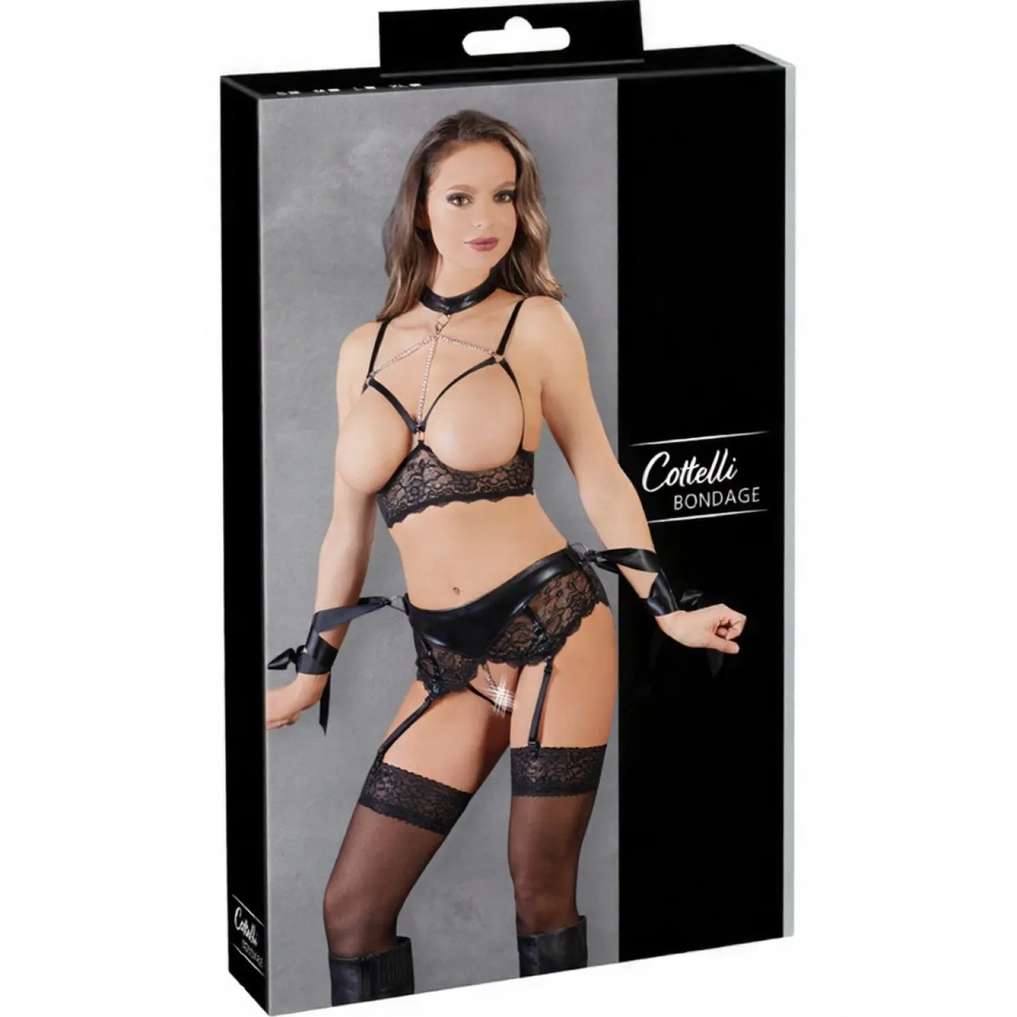Cottelli Collection - Bondage Lingerieset Met Jarretels