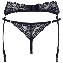 Cottelli Collection - Jarretelgordel en String Set - Zwart