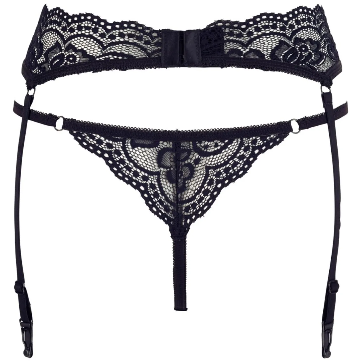 Cottelli Collection - Jarretelgordel en String Set - Zwart