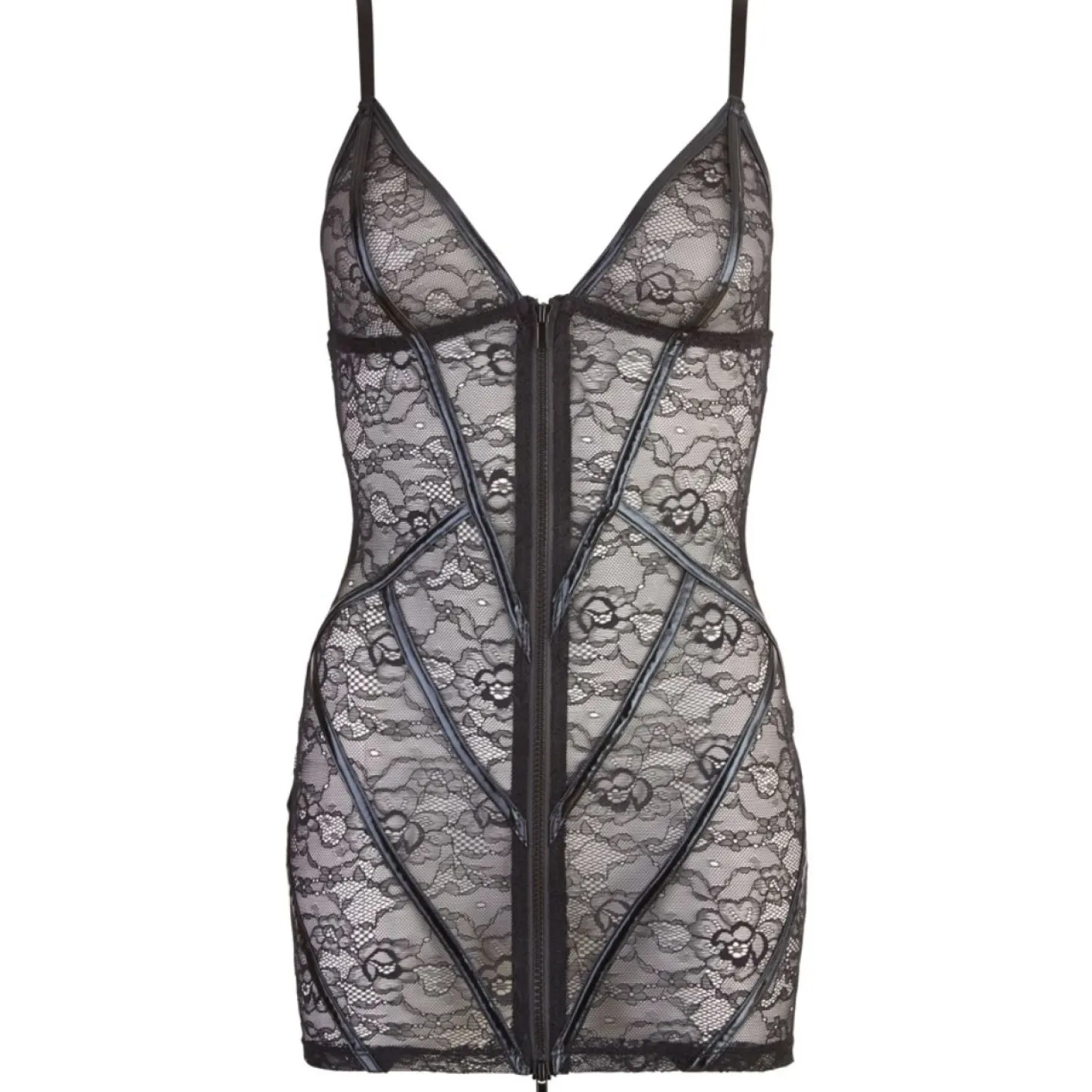 Cottelli Collection - Kanten Mini Jurk Met Rits