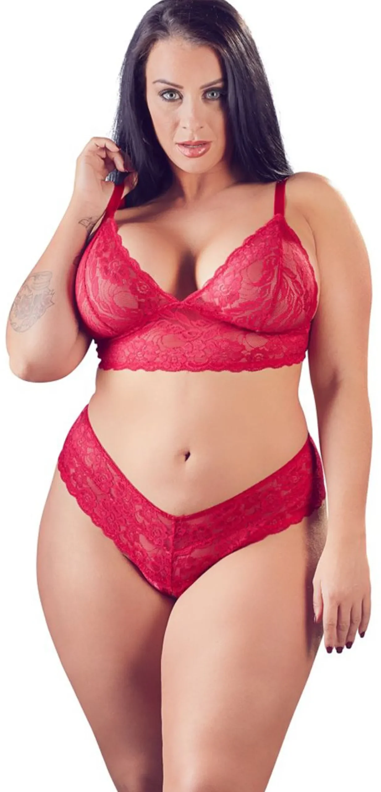 Cottelli Collection - Kruisloze Kanten Lingerieset