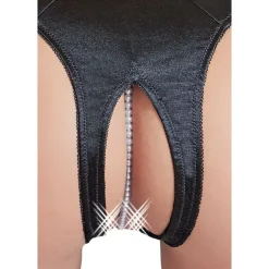 Cottelli Collection - Open Kruis String Met Parels - Zwart