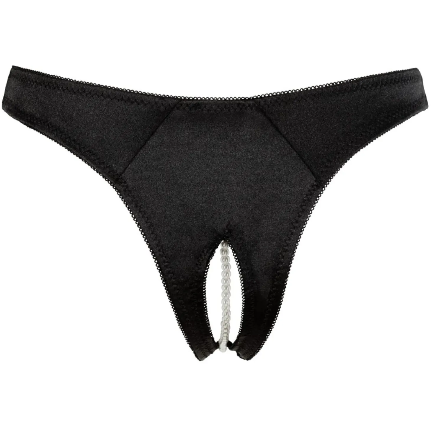 Cottelli Collection - Open Kruis String Met Parels - Zwart
