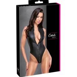 Cottelli Collection - Stringbody met Opstaande Kraag - Zwart