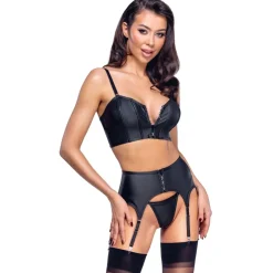 Cottelli Collection – Top Set Met Glitservaring – Zwart