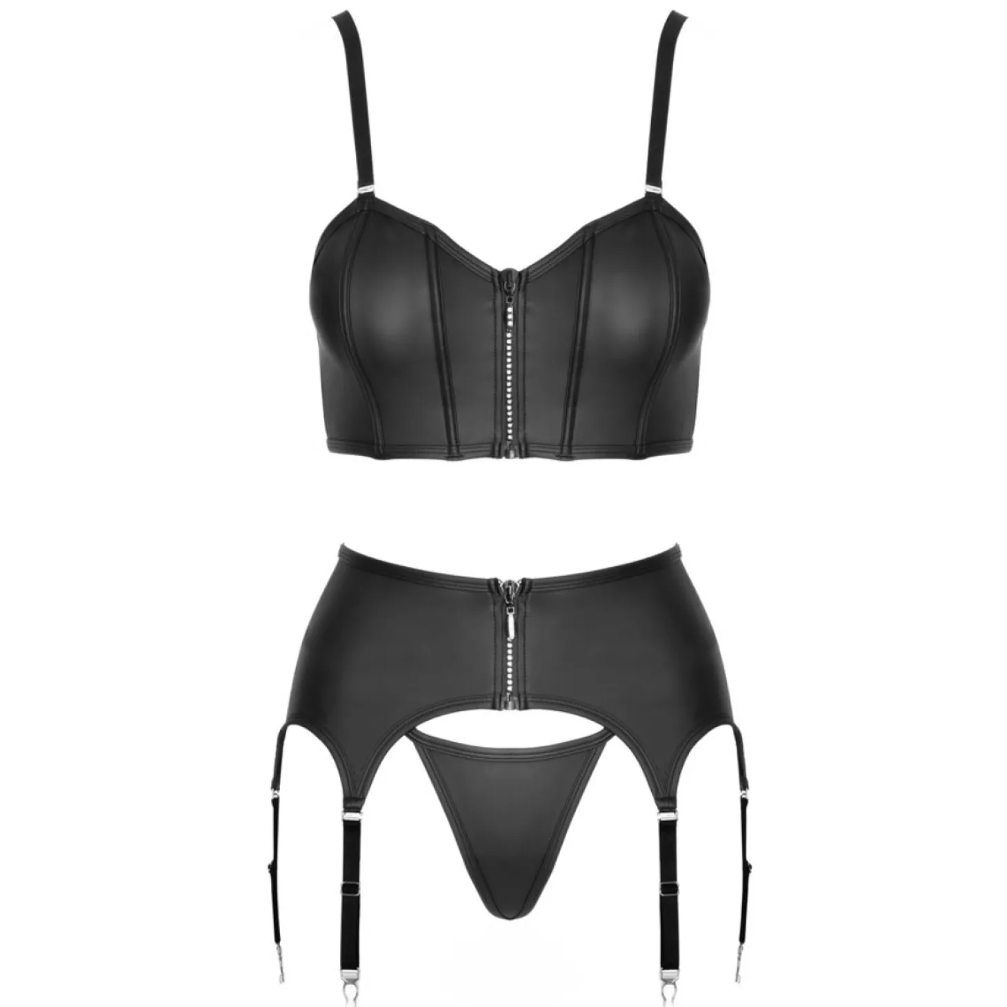 Cottelli Collection – Top Set Met Glitservaring – Zwart