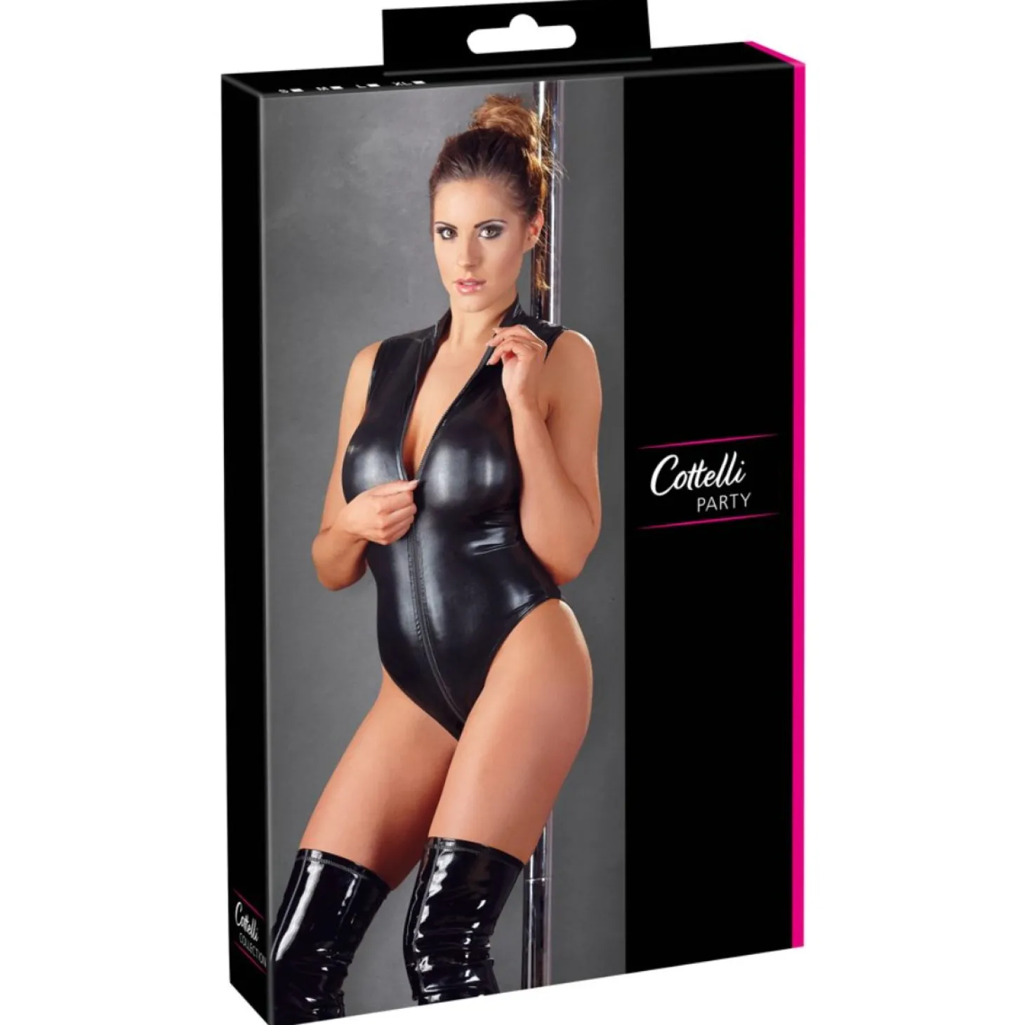 Cottelli Collection - Wetlook Body Met Lange Rits