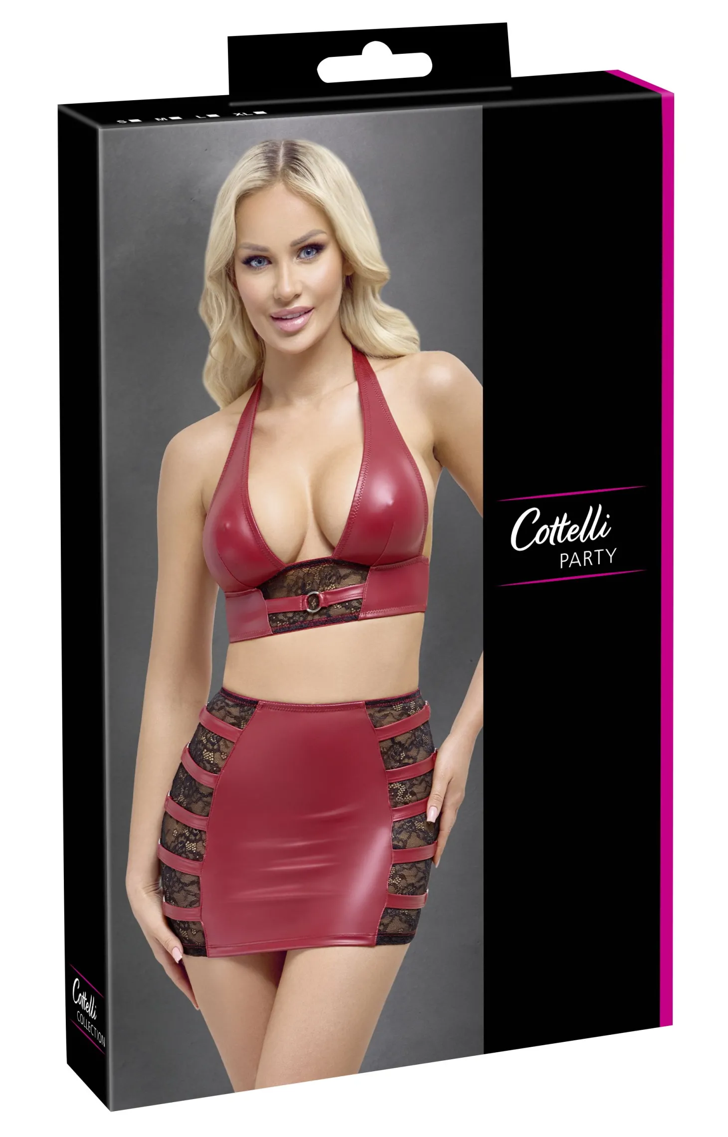 Cottelli PARTY – Crop Top & Mini Rok Set – Rood