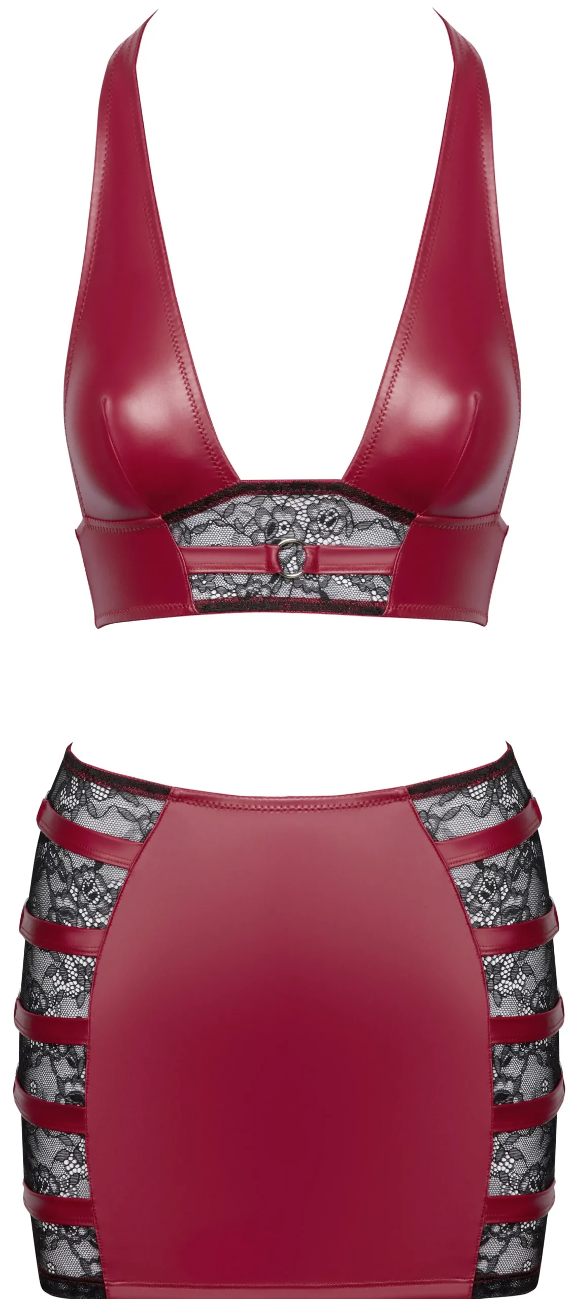 Cottelli PARTY – Crop Top & Mini Rok Set – Rood