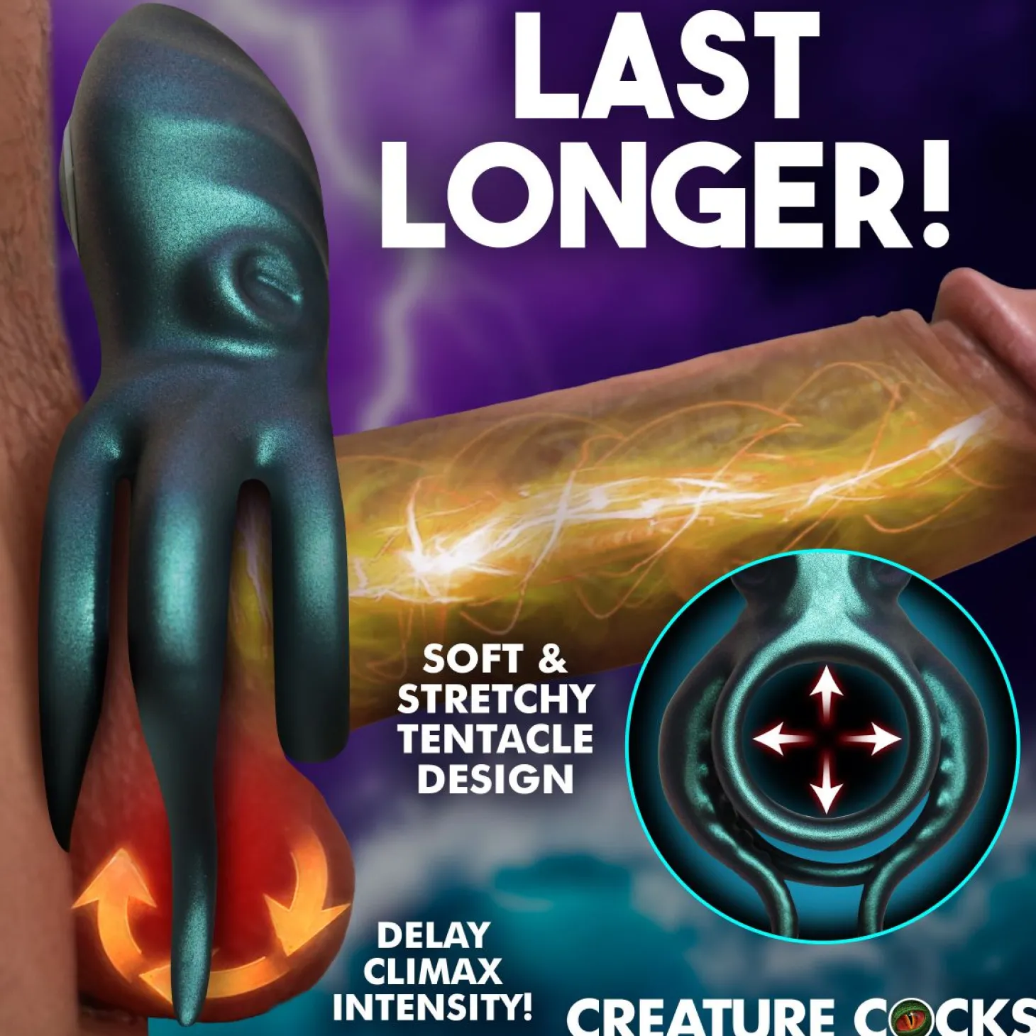 Creature Cocks - Octo Grip Vibrerende Penisring - Blauw