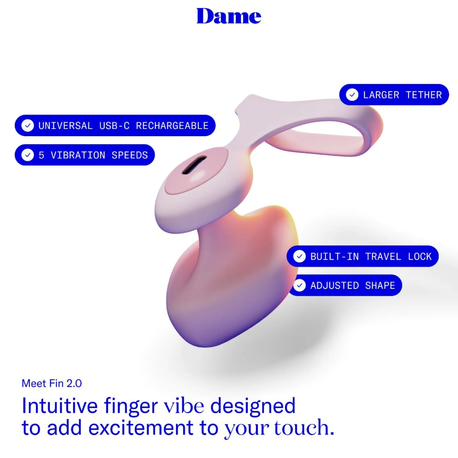 Dame - Fin 2.0 Vinger Vibrator - Quartz