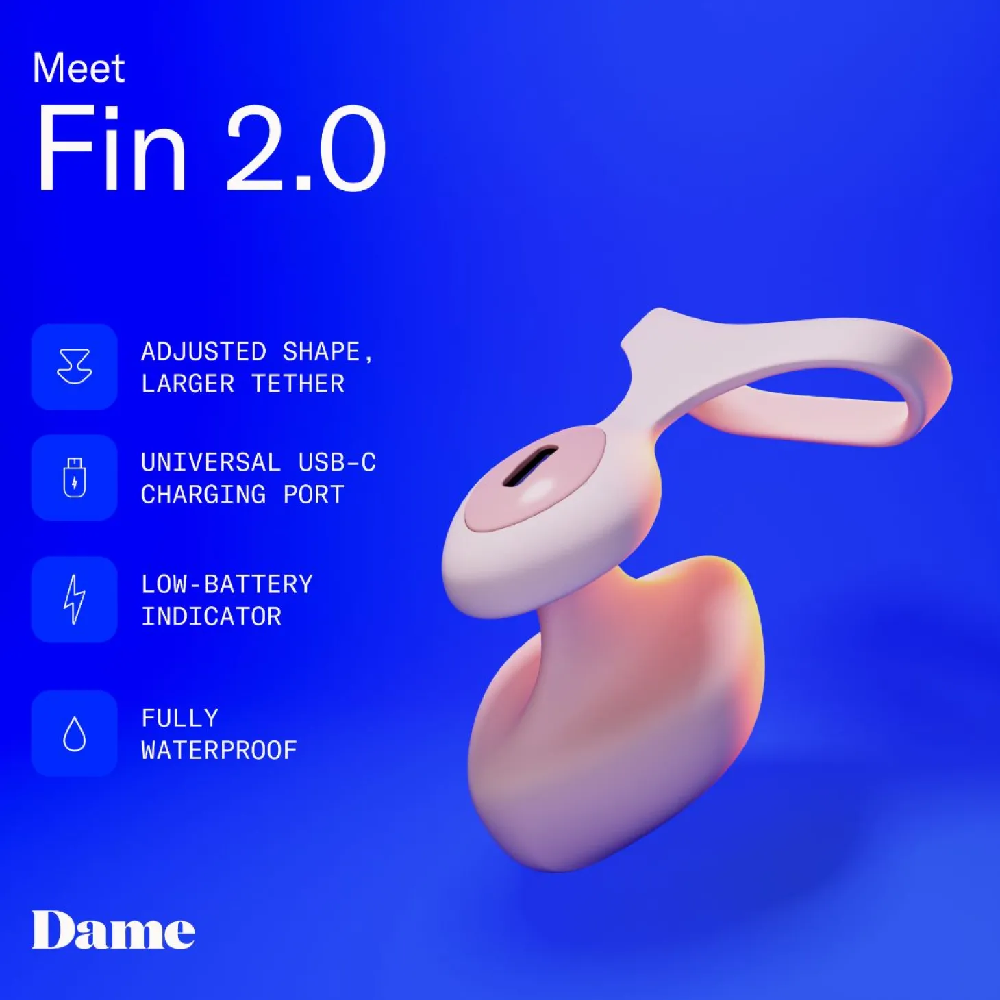 Dame - Fin 2.0 Vinger Vibrator - Quartz