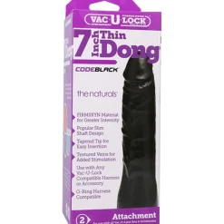 Doc Johnson - VacULock CodeBlack Thin Dong The Naturals - Zwart