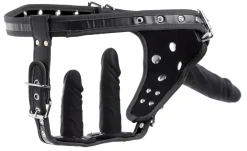 Double Penetration Strap On Harnas - Zwart