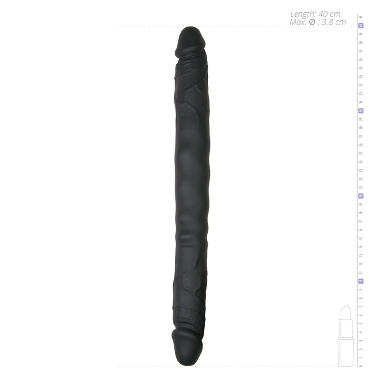 Dubbele Dildo Zwart - 40 cm