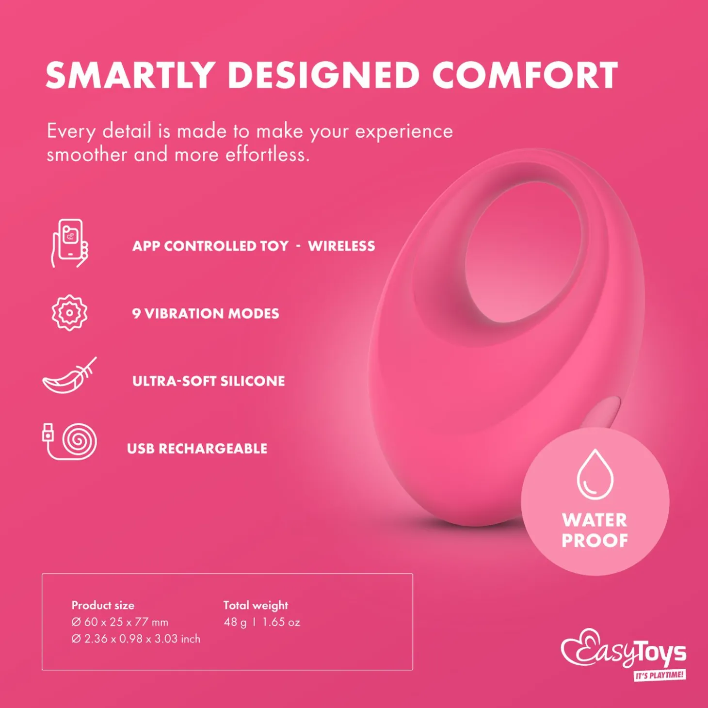 EasyConnect - Vibrerende Cockring Leo app gestuurd