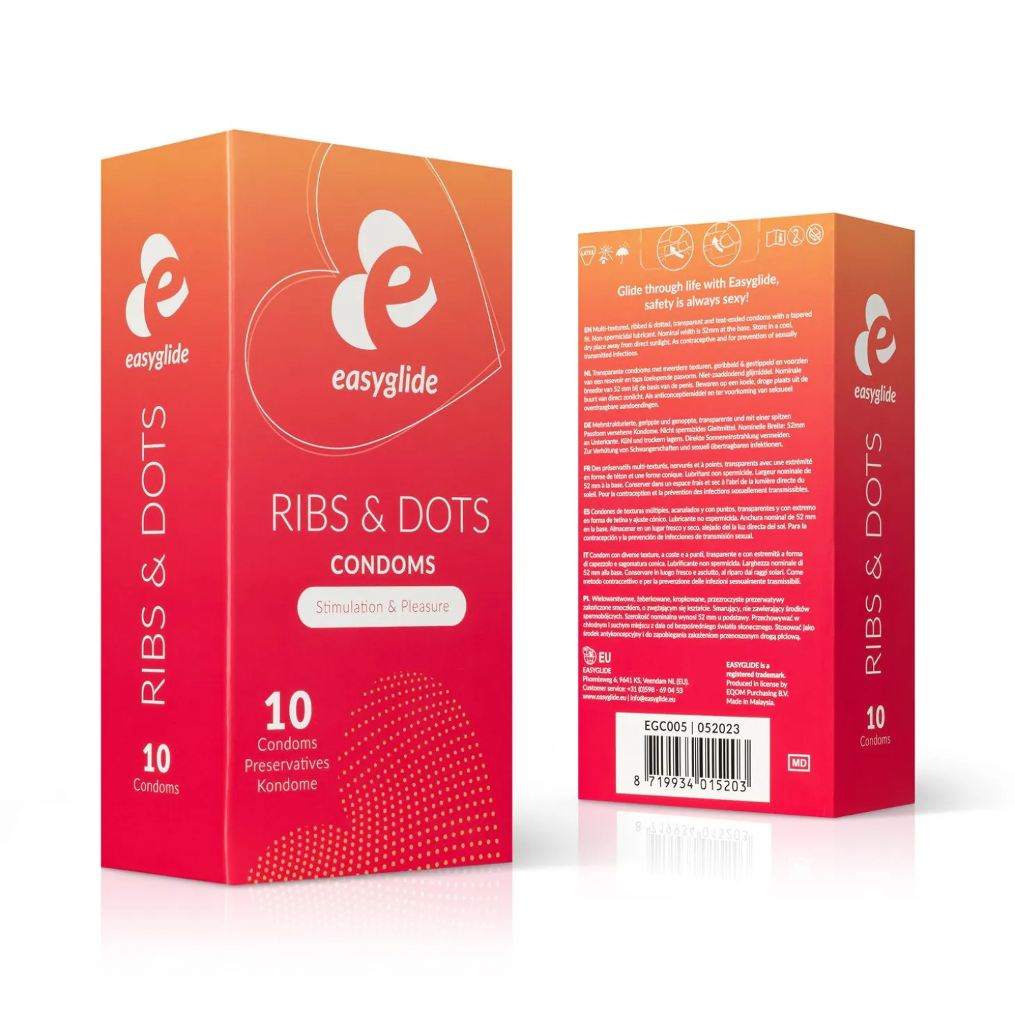 EasyGlide - Ribs and Dots Condooms - 10 stuks