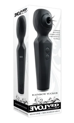 Evolved - Rainbow Sucker Wand Vibrator - Zwart