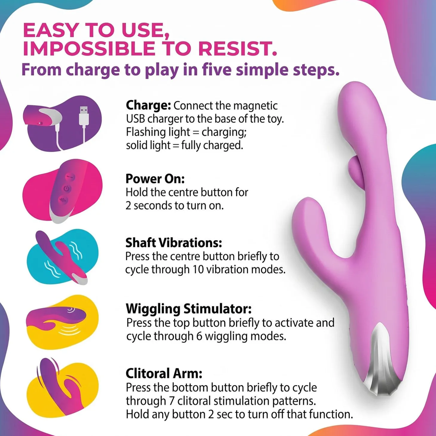 Good Vibes Only - Rabbit Vibrator Moving Finger - Paars