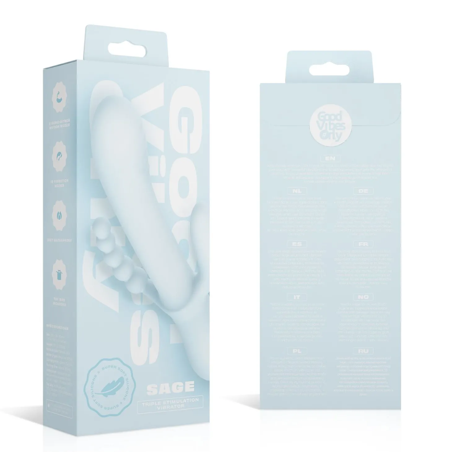 Good Vibes Only - Triple Stimulation Vibe - Soft Silicone - Blauw
