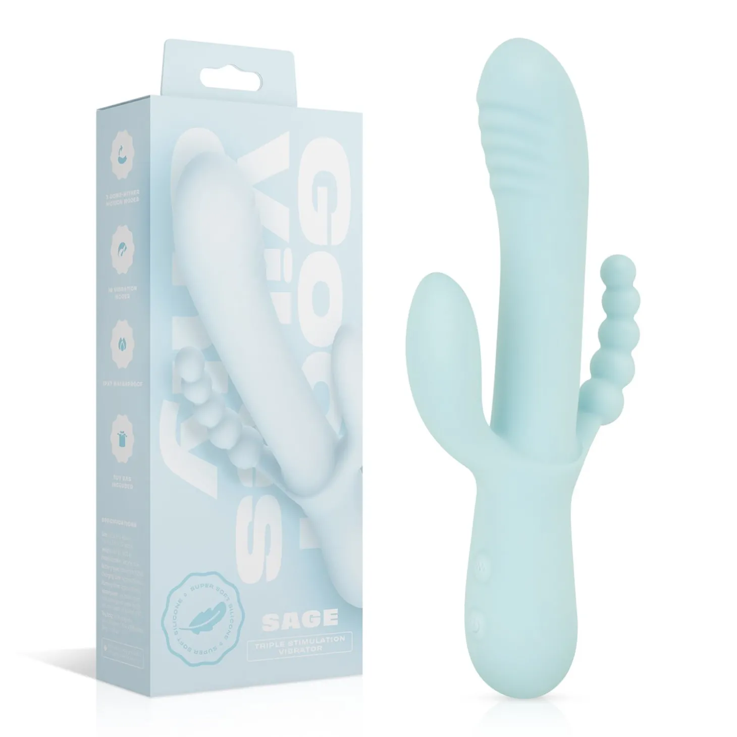 Good Vibes Only - Triple Stimulation Vibe - Soft Silicone - Blauw