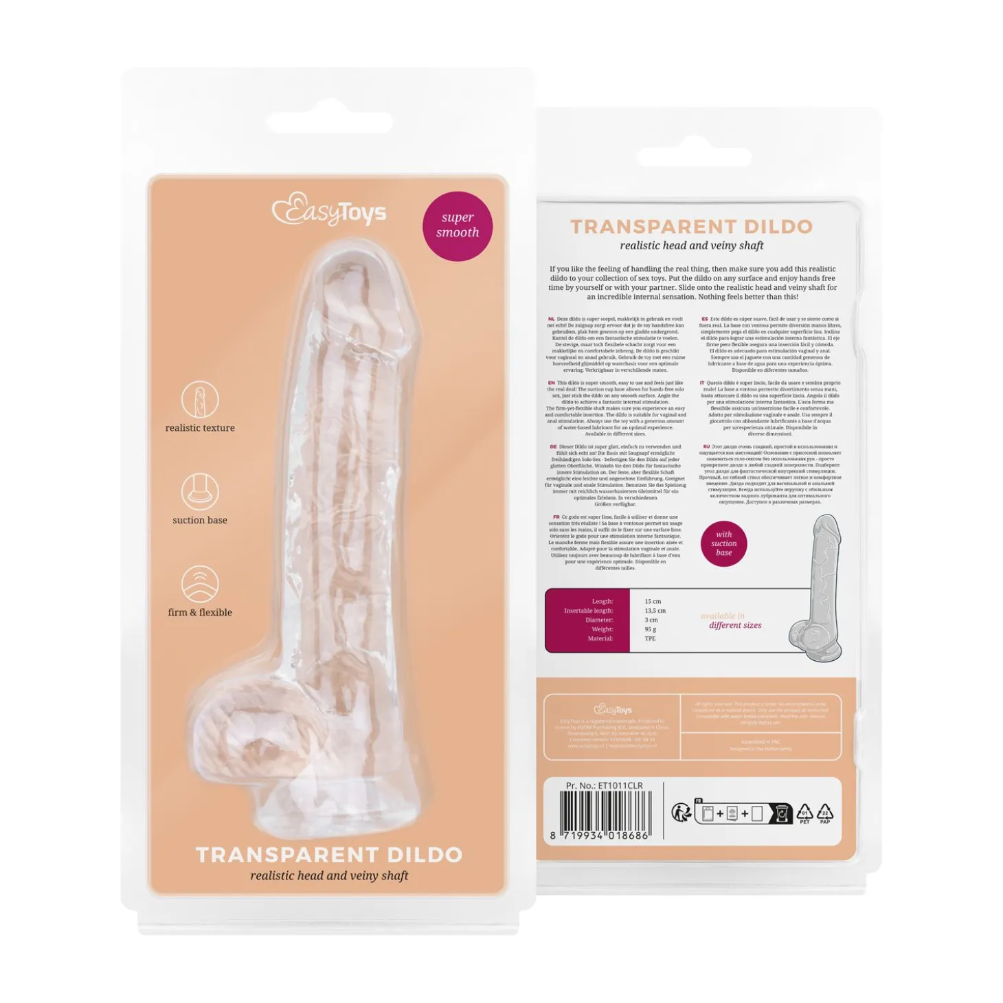 Jelly Dildo met Ballen - 13,5 cm