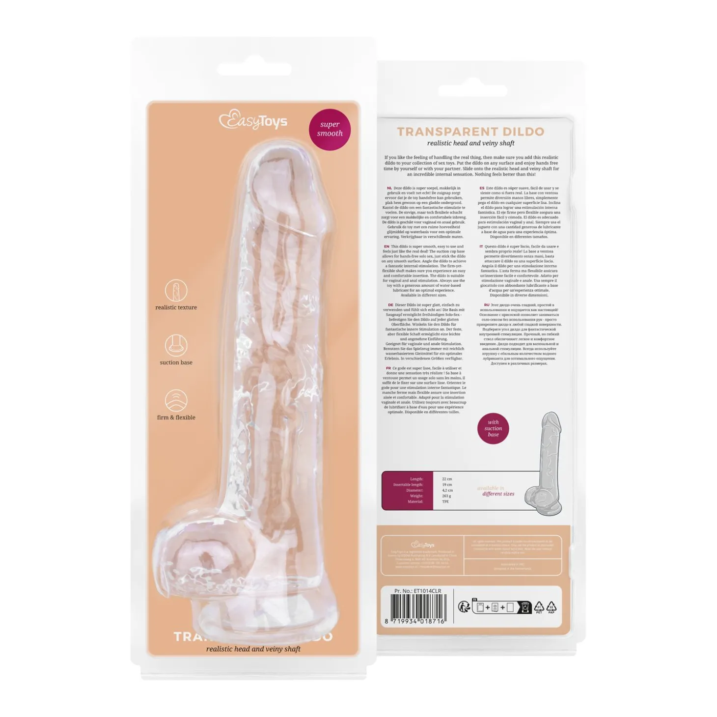 Jelly Dildo met ballen - 19 cm