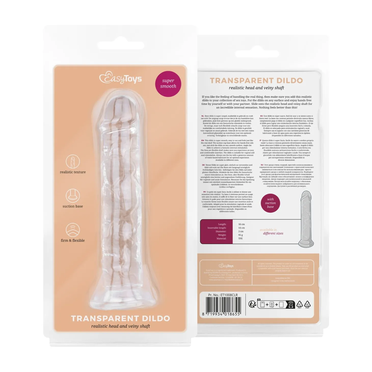 Jelly Dildo zonder Ballen - 14 cm