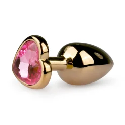 Kleine buttplug met hart - Goud/Roze