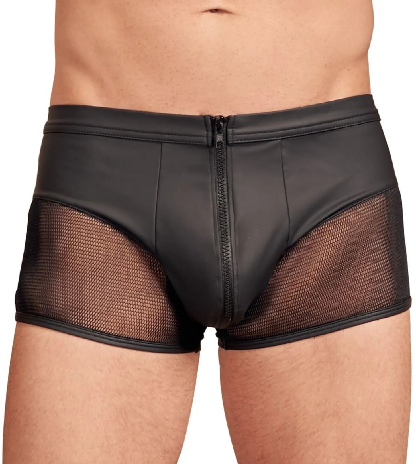 Leather Look Heren Boxer Met Ritssluiting - Zwart